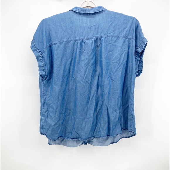 EVRI cap sleeve loose for chambray top semi casual office everyday transitional - Picture 6 of 6